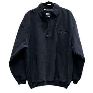 Jos A Banks Leadbetter Golf Fleece Pullover Oversized Black Jacket SZ XL